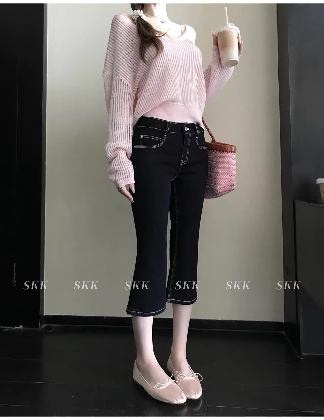 수리 용량 좁은 에디션 데님 yyds 주간 실크 코튼 아메리칸 펭 넓적 다리 몸매 가꾸기 7 점 capri 부츠컷 청바지 상세 이미지 6