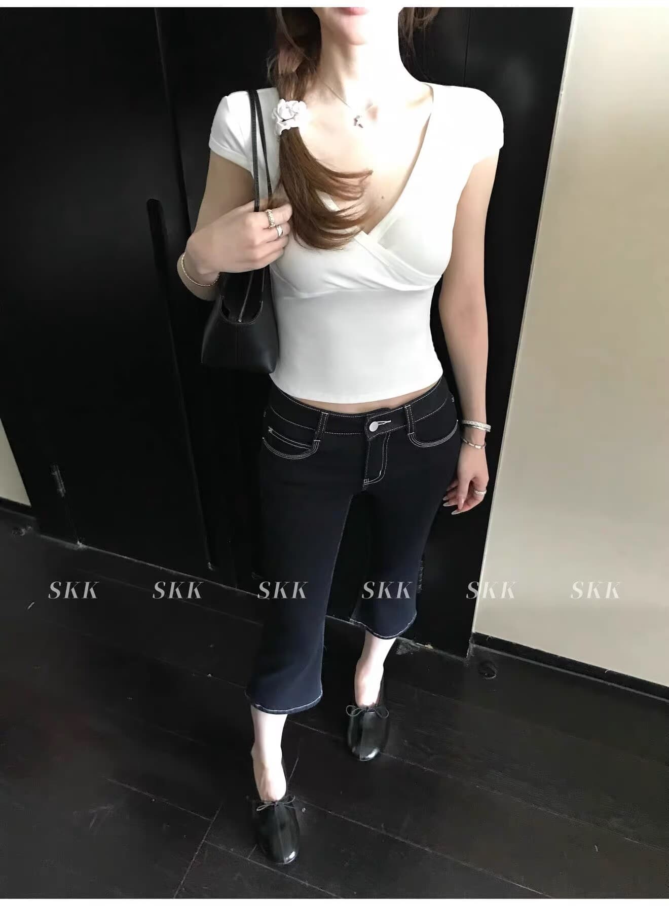 수리 용량 좁은 에디션 데님 yyds 주간 실크 코튼 아메리칸 펭 넓적 다리 몸매 가꾸기 7 점 capri 부츠컷 청바지 상세 이미지 9