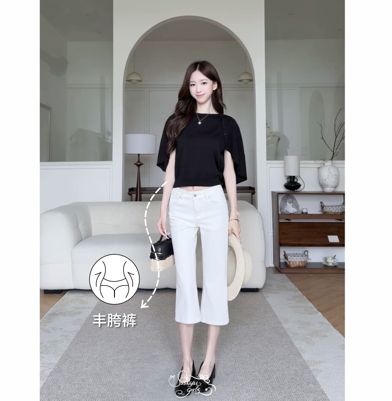 토끼 버블 꽃차 코코아 계란 우유 펭 넓적 다리 디자인 사면 신축 라이 경기 서울 중 로우 웨이스트 7 점 청바지