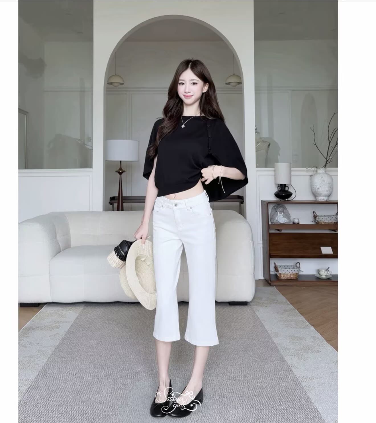 토끼 버블 꽃차 코코아 계란 우유 펭 넓적 다리 디자인 사면 신축 라이 경기 서울 중 로우 웨이스트 7 점 청바지 상세 이미지 4