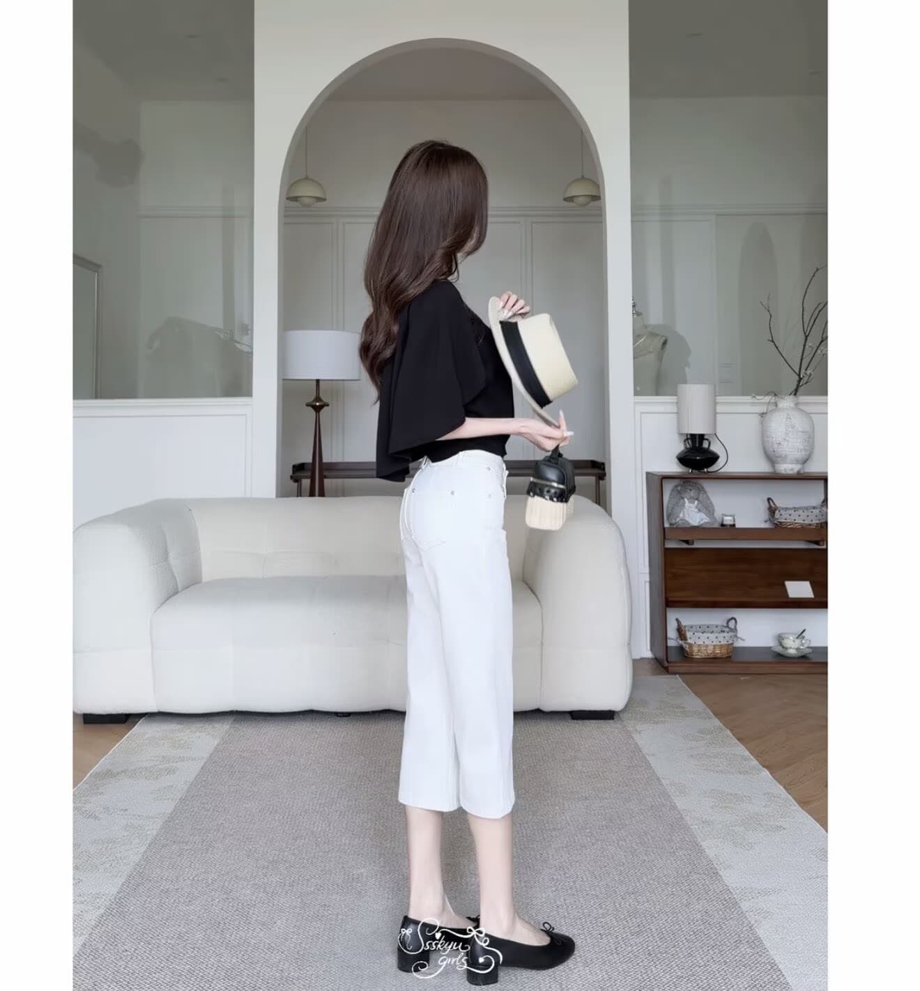 토끼 버블 꽃차 코코아 계란 우유 펭 넓적 다리 디자인 사면 신축 라이 경기 서울 중 로우 웨이스트 7 점 청바지 상세 이미지 5