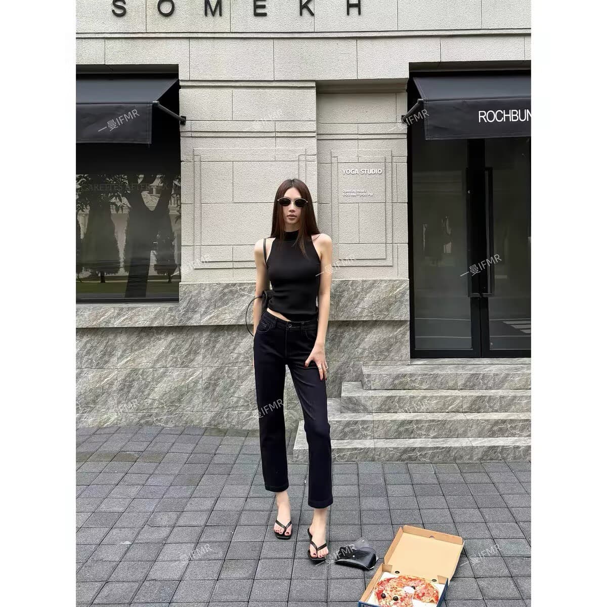 하나 남자 ifmr 여름 단 닝 색상 스트레이트 청바지 여성 마이크로 폭탄 몸매 가꾸기 슬림해 보이는 얇고 가벼운 통기성 다용도 9부 바지 상세 이미지 3