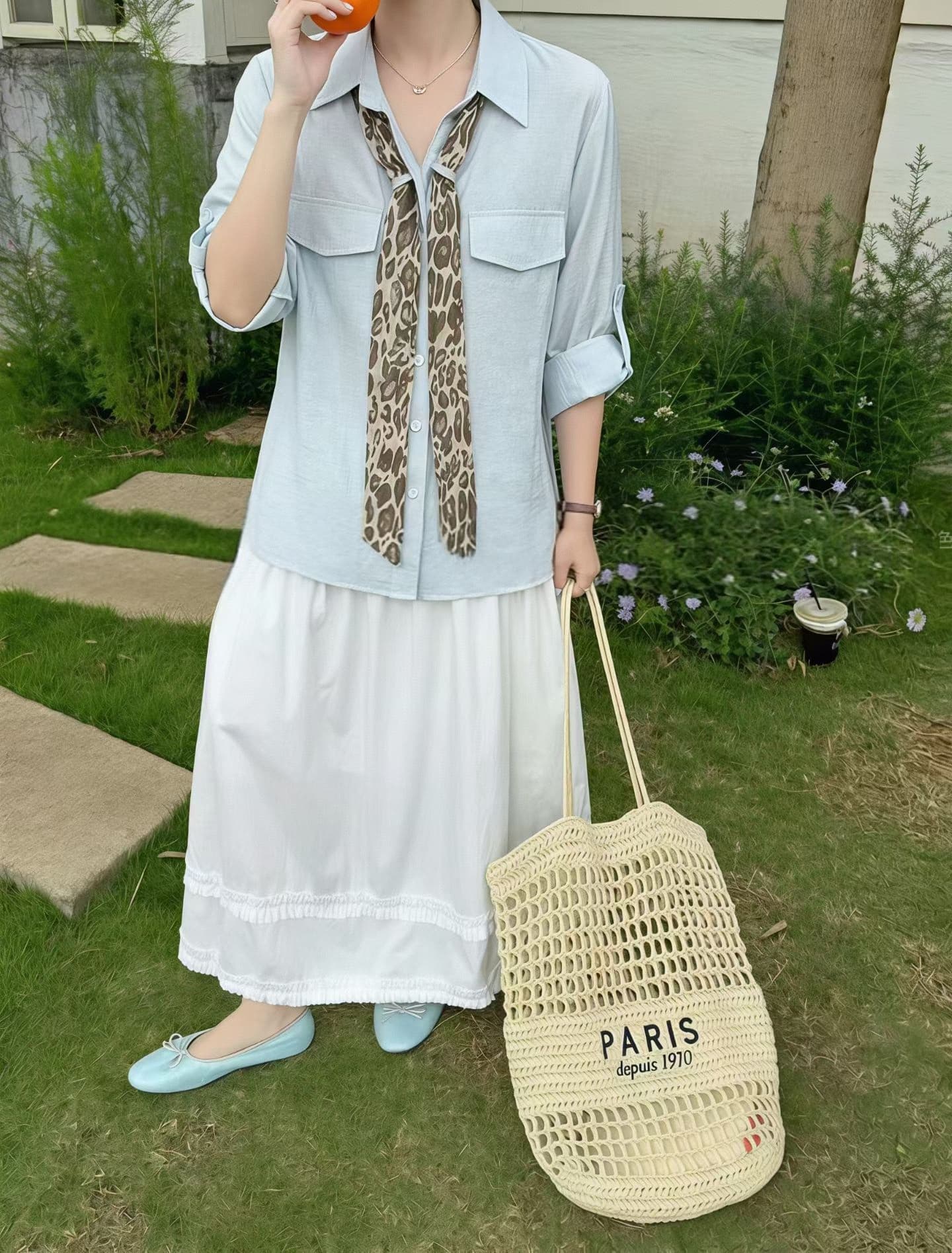 2026 가을 품격 오래된 돈 바람 착용 가져 가라. 레오파드 무늬 레이스업 소매 여성 셔츠 카키 색 고급 센스 외국 가스 맨위 상세 이미지 5