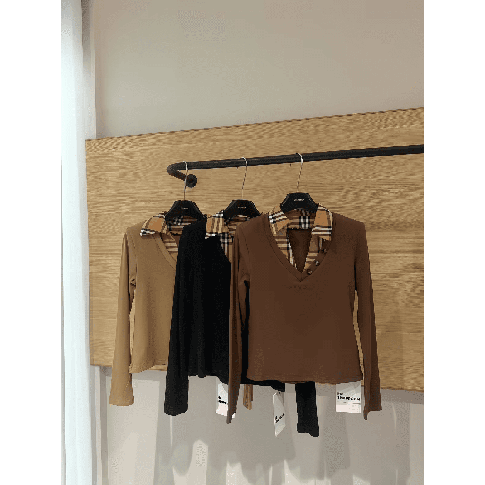 한 부서 레트로 스트라이프 POLO 칼라 패치워크 페이크 레이어드 긴팔 티셔츠 여성 가을 의상 자이언트 잘 생긴 다용도 슬림해 보이는 맨위 이미지 5