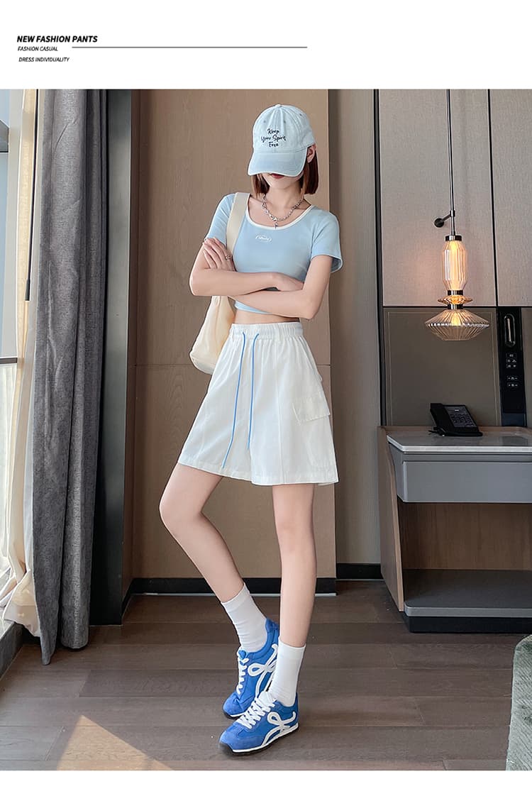 실사 워크웨어 반바지 2026 여름 새로운 속도 건조한 워크웨어 팬츠 여성 얇은 스타일 하이웨이스트 속도 건조한 바지 얼음 실크 운동 바지 상세 이미지 20
