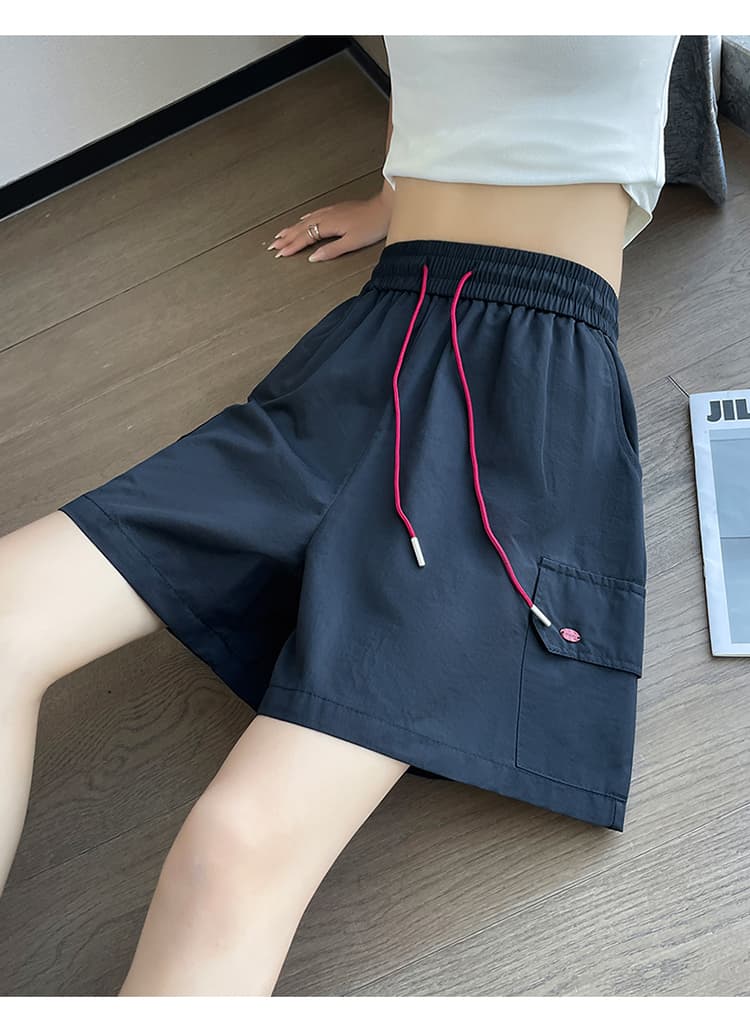 실사 워크웨어 반바지 2026 여름 새로운 속도 건조한 워크웨어 팬츠 여성 얇은 스타일 하이웨이스트 속도 건조한 바지 얼음 실크 운동 바지 상세 이미지 34