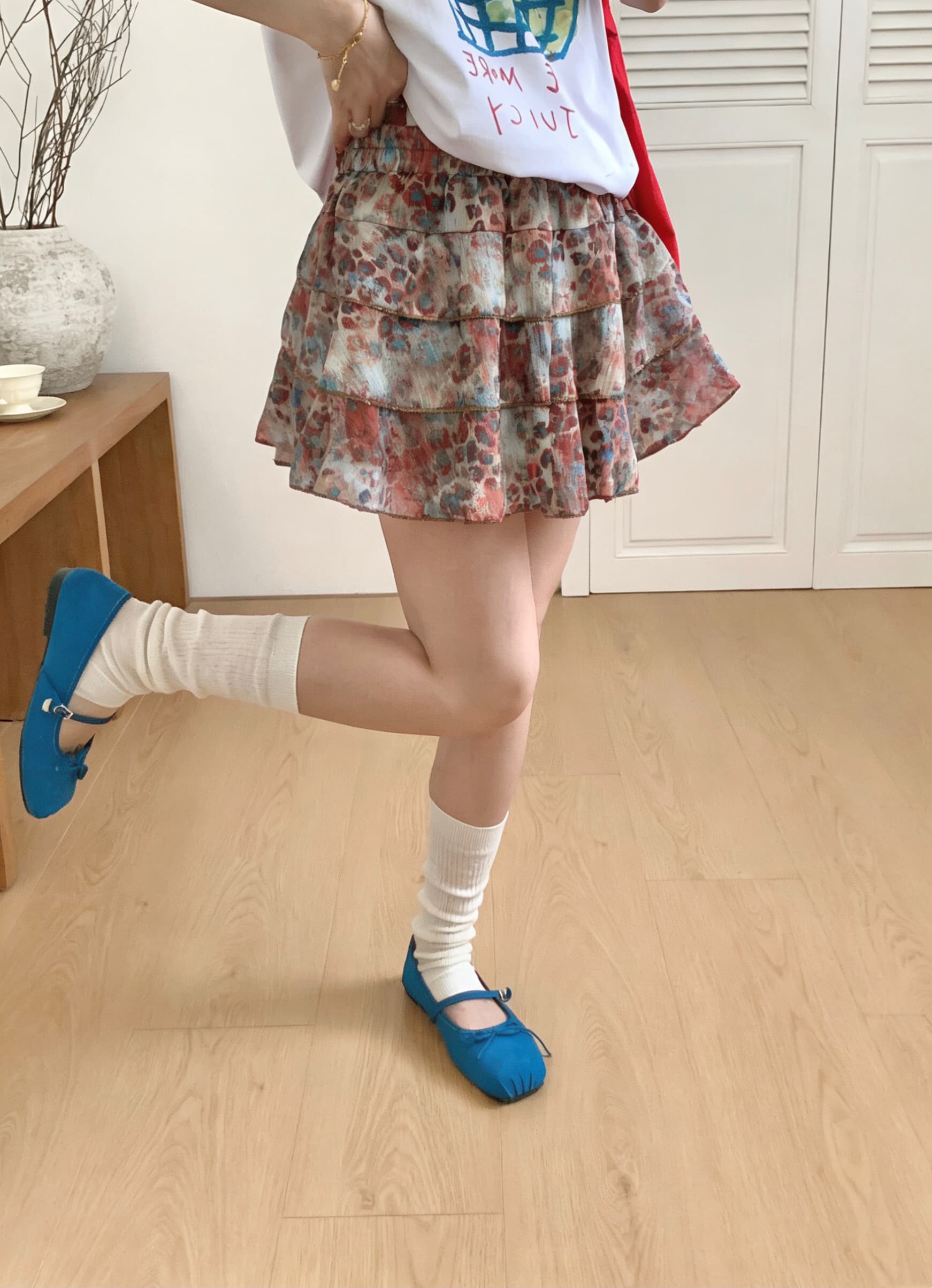 실사 레오파드 무늬 프릴 퍼프 케이크 드레스 여성 여름 핫걸 한 마디 바람 하이웨이스트 슬림해 보이는 다용도 반신 스커트 이미지 2