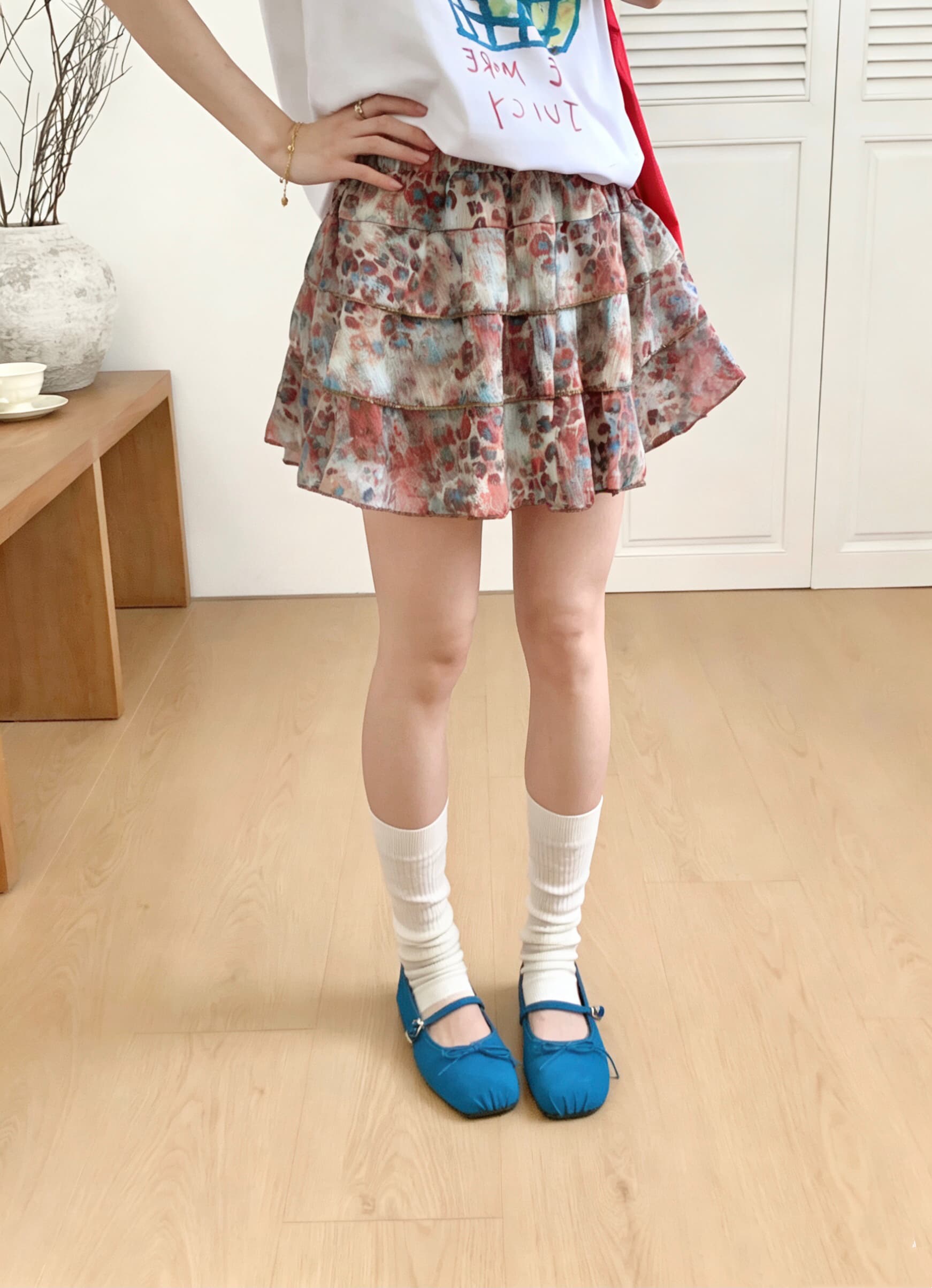실사 레오파드 무늬 프릴 퍼프 케이크 드레스 여성 여름 핫걸 한 마디 바람 하이웨이스트 슬림해 보이는 다용도 반신 스커트 이미지 4
