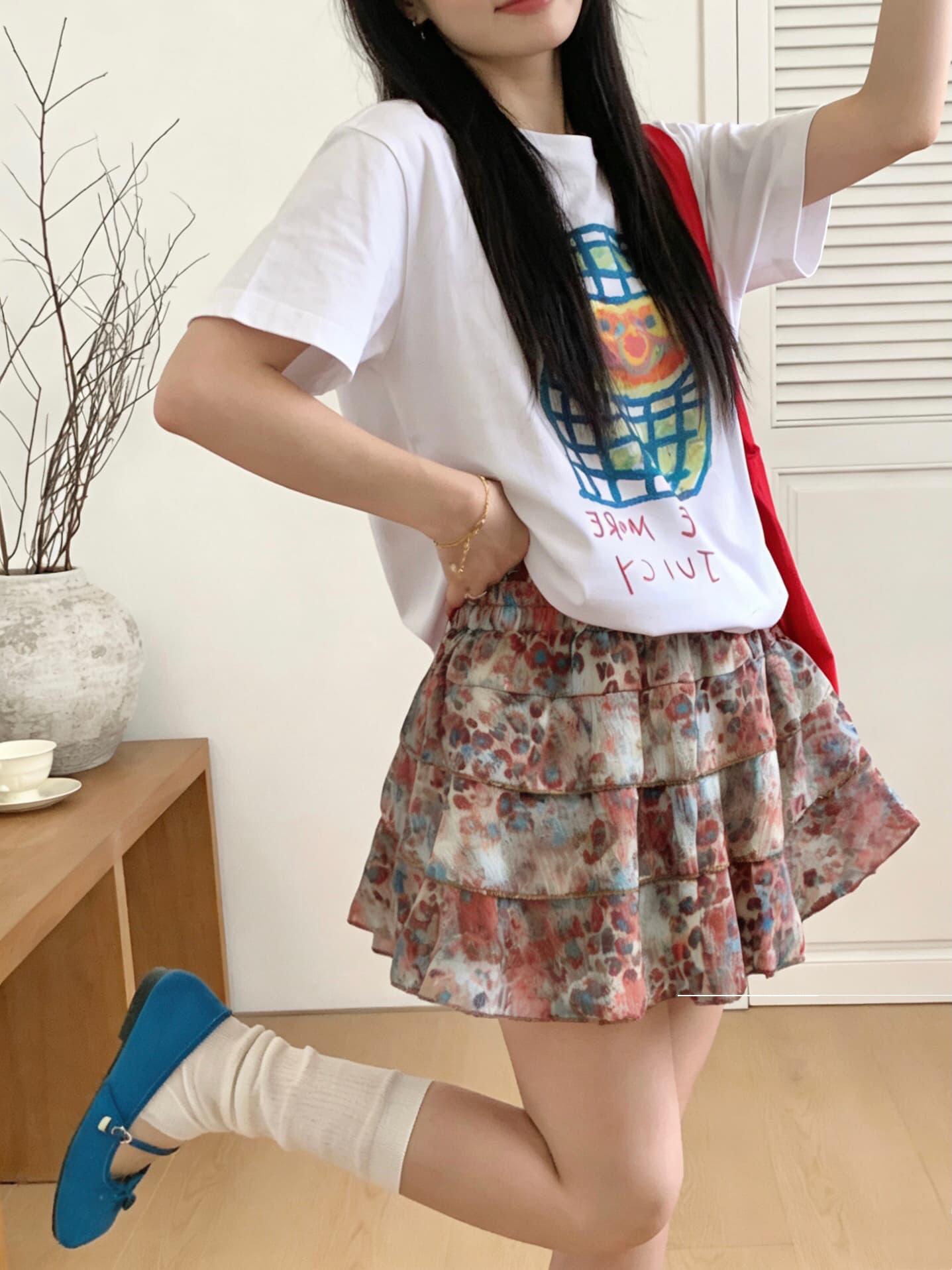 실사 레오파드 무늬 프릴 퍼프 케이크 드레스 여성 여름 핫걸 한 마디 바람 하이웨이스트 슬림해 보이는 다용도 반신 스커트 상세 이미지 9