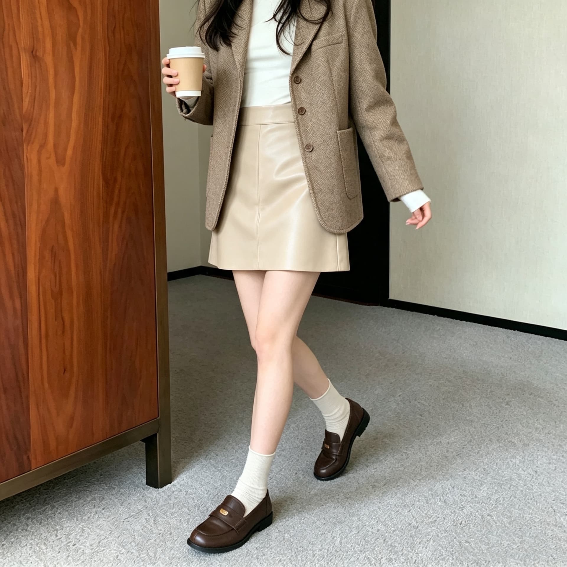 실사 한국 스타일 한 마디 다용도 반신 스커트 여성 하이웨이스트 pu 디스플레이 얇고 작은 가죽 스커트 가을 겨울 타이트 스커트 미니 스커트 상세 이미지 8