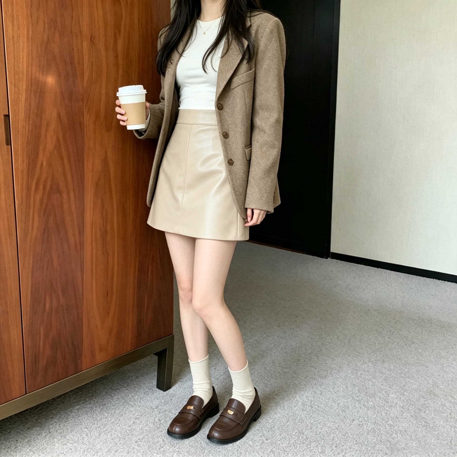 실사 한국 스타일 한 마디 다용도 반신 스커트 여성 하이웨이스트 pu 디스플레이 얇고 작은 가죽 스커트 가을 겨울 타이트 스커트 미니 스커트 상세 이미지 9