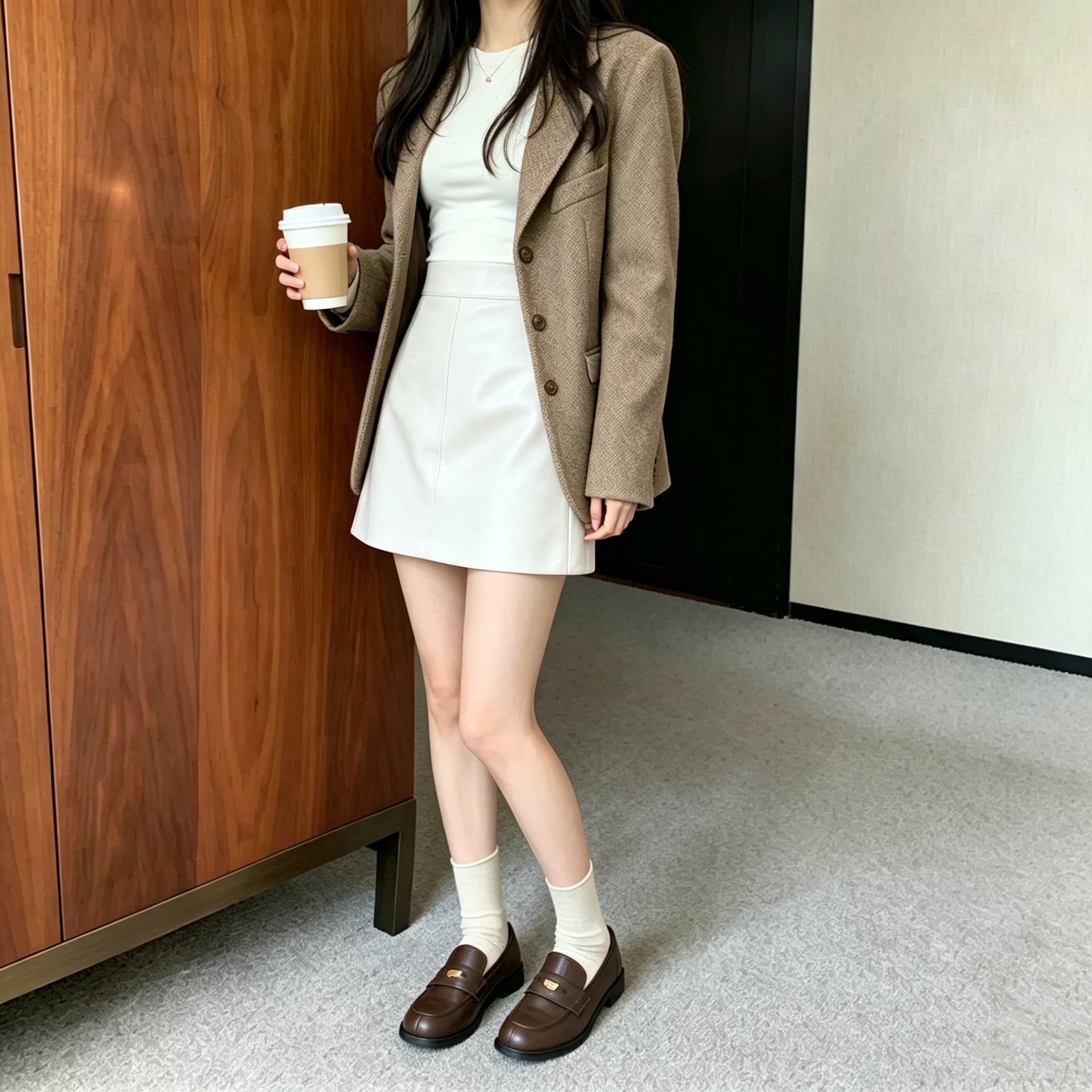 실사 한국 스타일 한 마디 다용도 반신 스커트 여성 하이웨이스트 pu 디스플레이 얇고 작은 가죽 스커트 가을 겨울 타이트 스커트 미니 스커트 상세 이미지 12