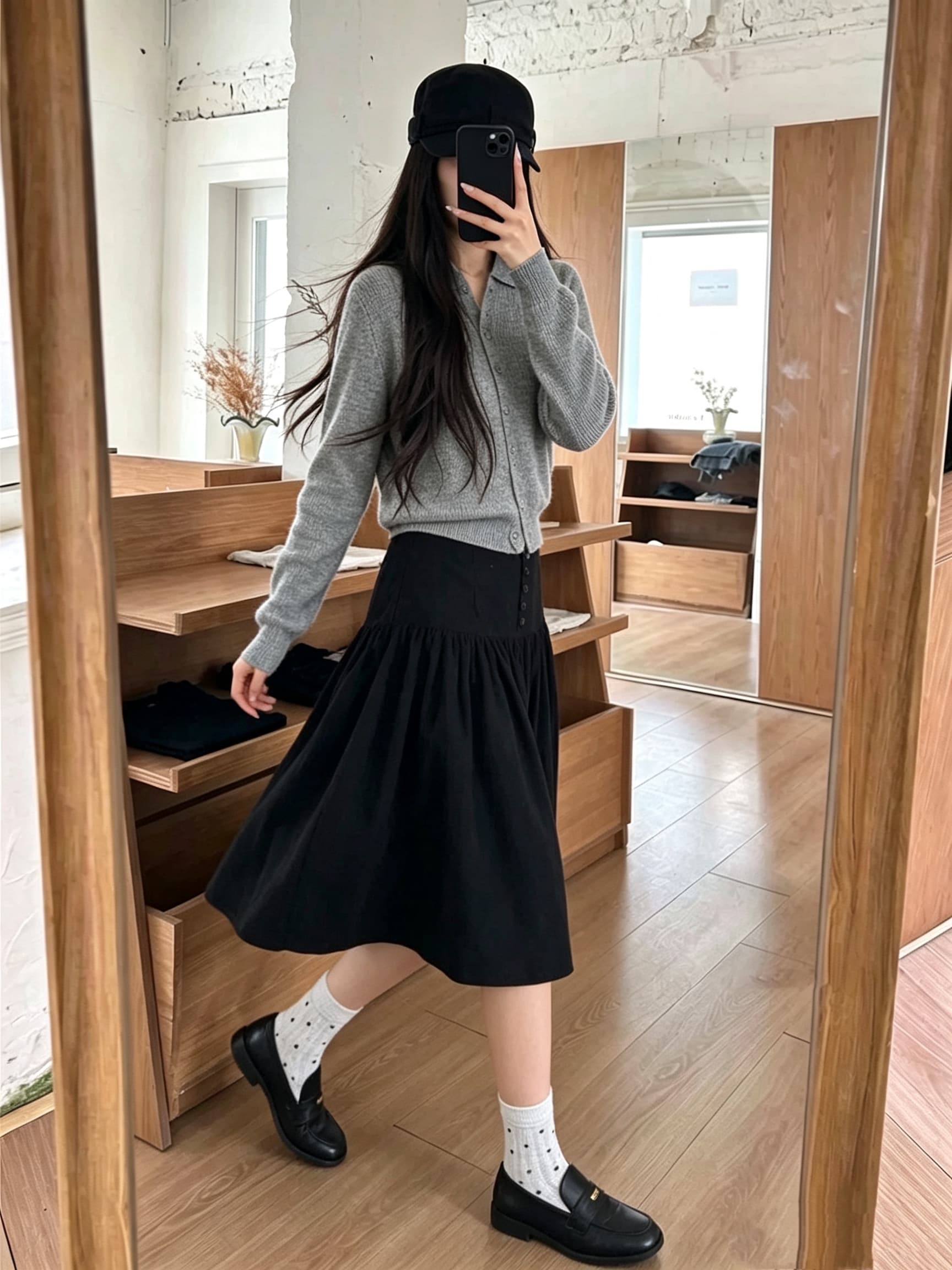 실사 한 부서 브라운 코듀로이 반신 스커트 여성 가을 겨울 커피 색상 한 마디 우산 치마 중간 스커트 5 점 짧은 치마 상세 이미지 9