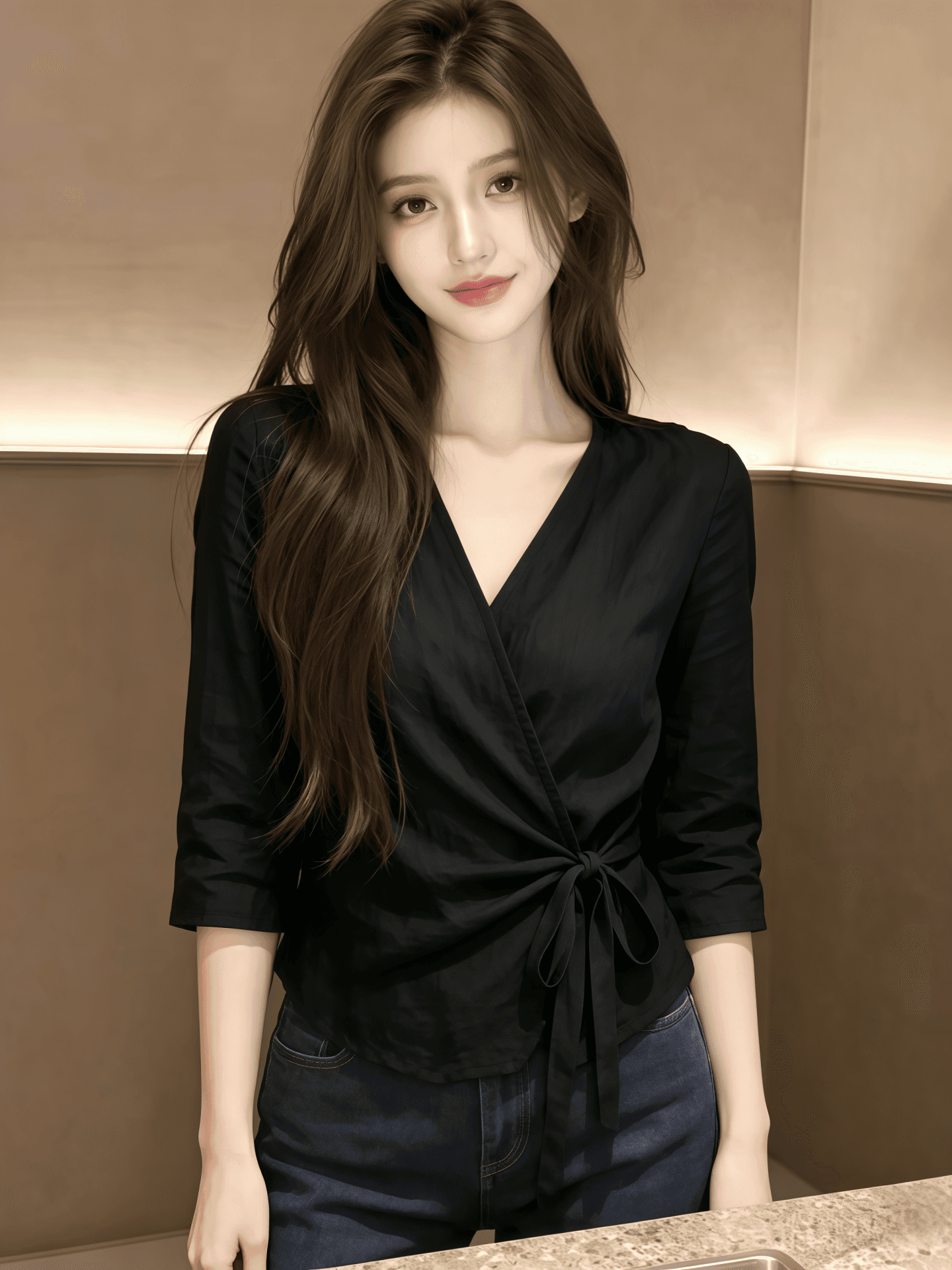 검정색 7부 소매 셔츠 여자 2026 새로운 여름 프랑스식 Chic 매우 요정 ~ 중 여성 품격 맨위 셔츠 상세 이미지 4