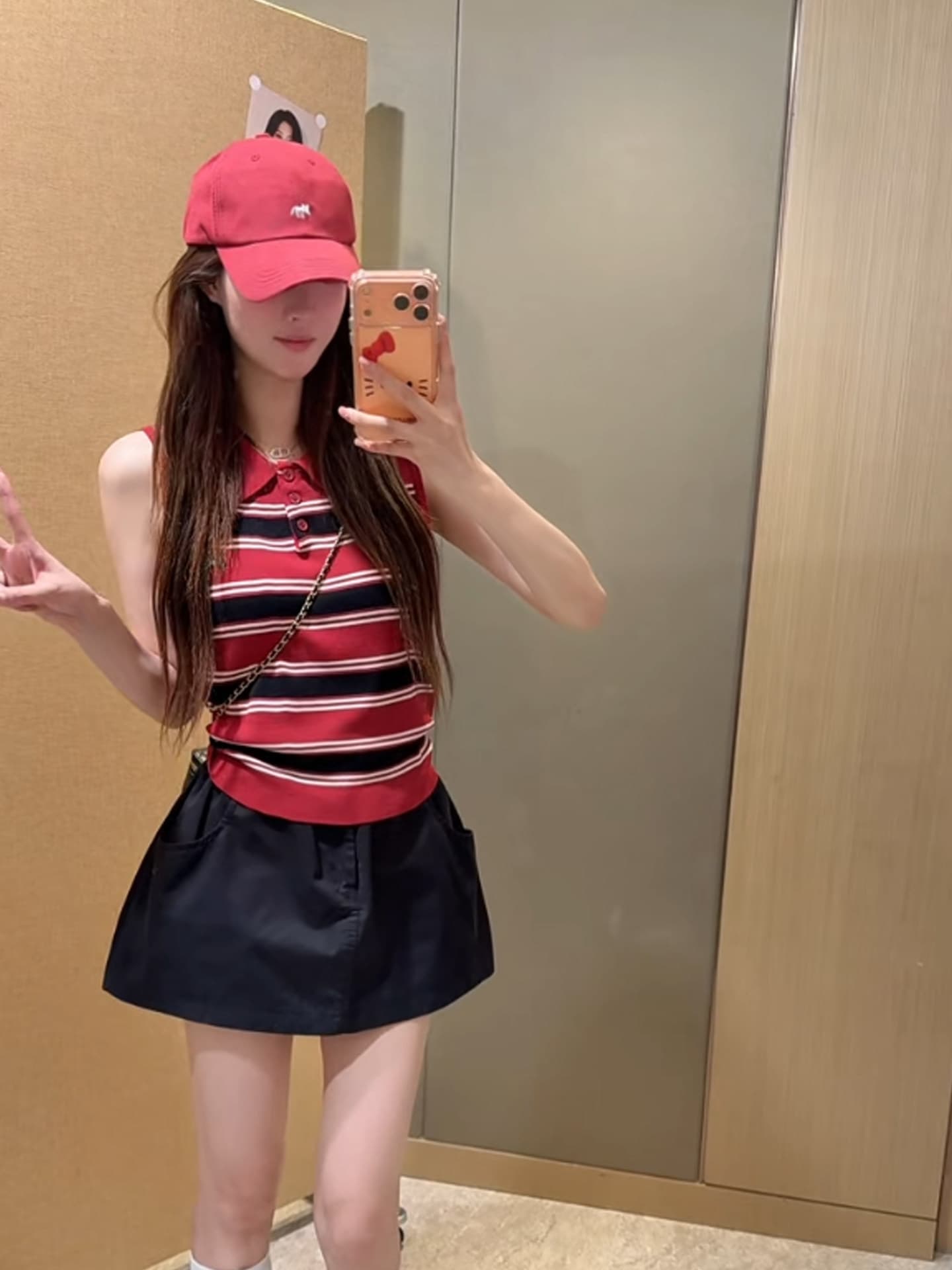 2026 새로운 폭발 스트라이프 POLO 셔츠 반신 여성 드레스 여름 작은 키 착용 가져 가라. 에이즈 환자 세트 미니 스커트 상세 이미지 5