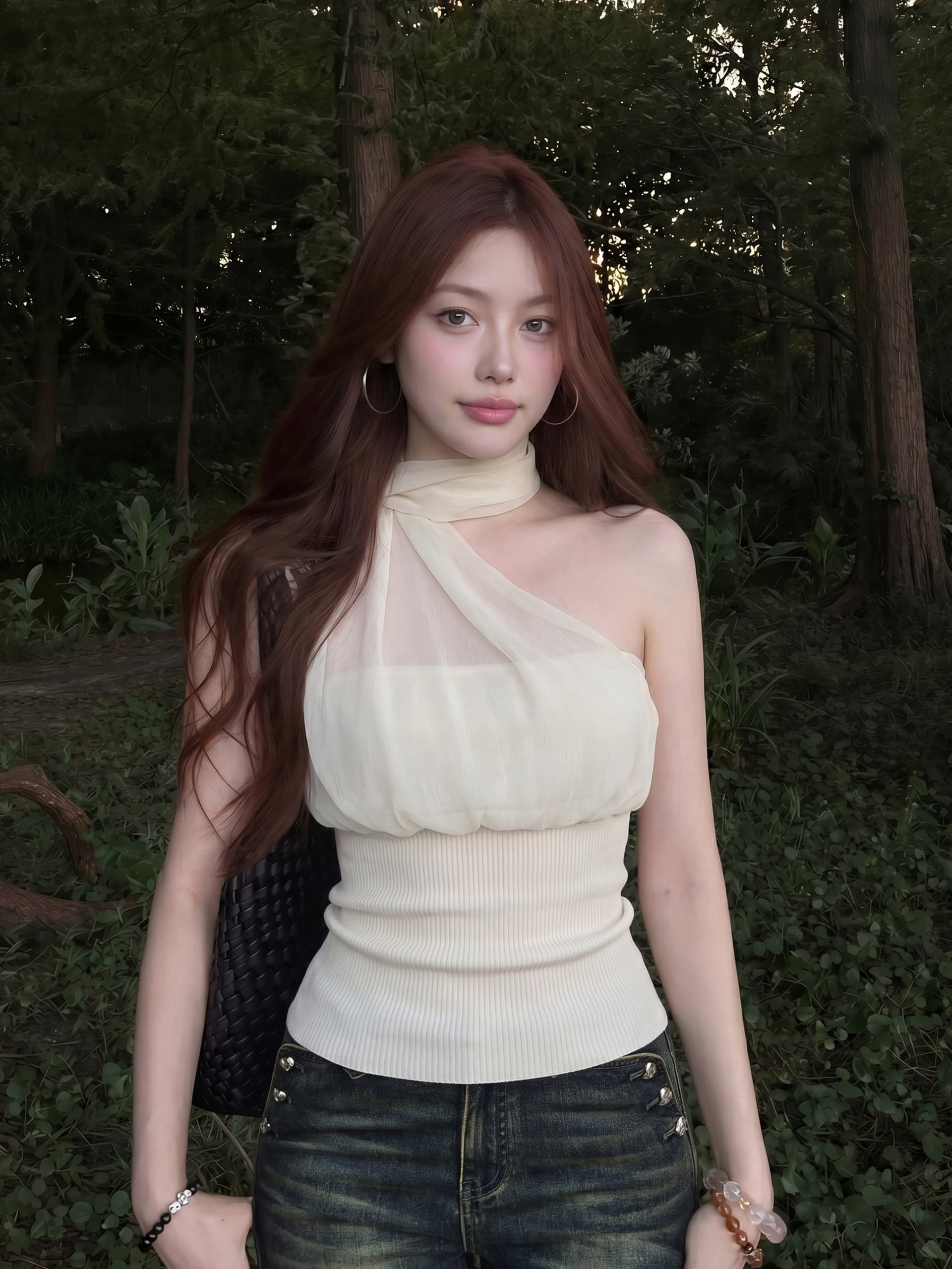 한 부서 부드러운 리본 행침 목 슬립 여성 주름 망사 패치워크 구덩이 기사 슬림해 보이는 타이트 순수한 욕망 바람 짧은 맨위 상세 이미지 2