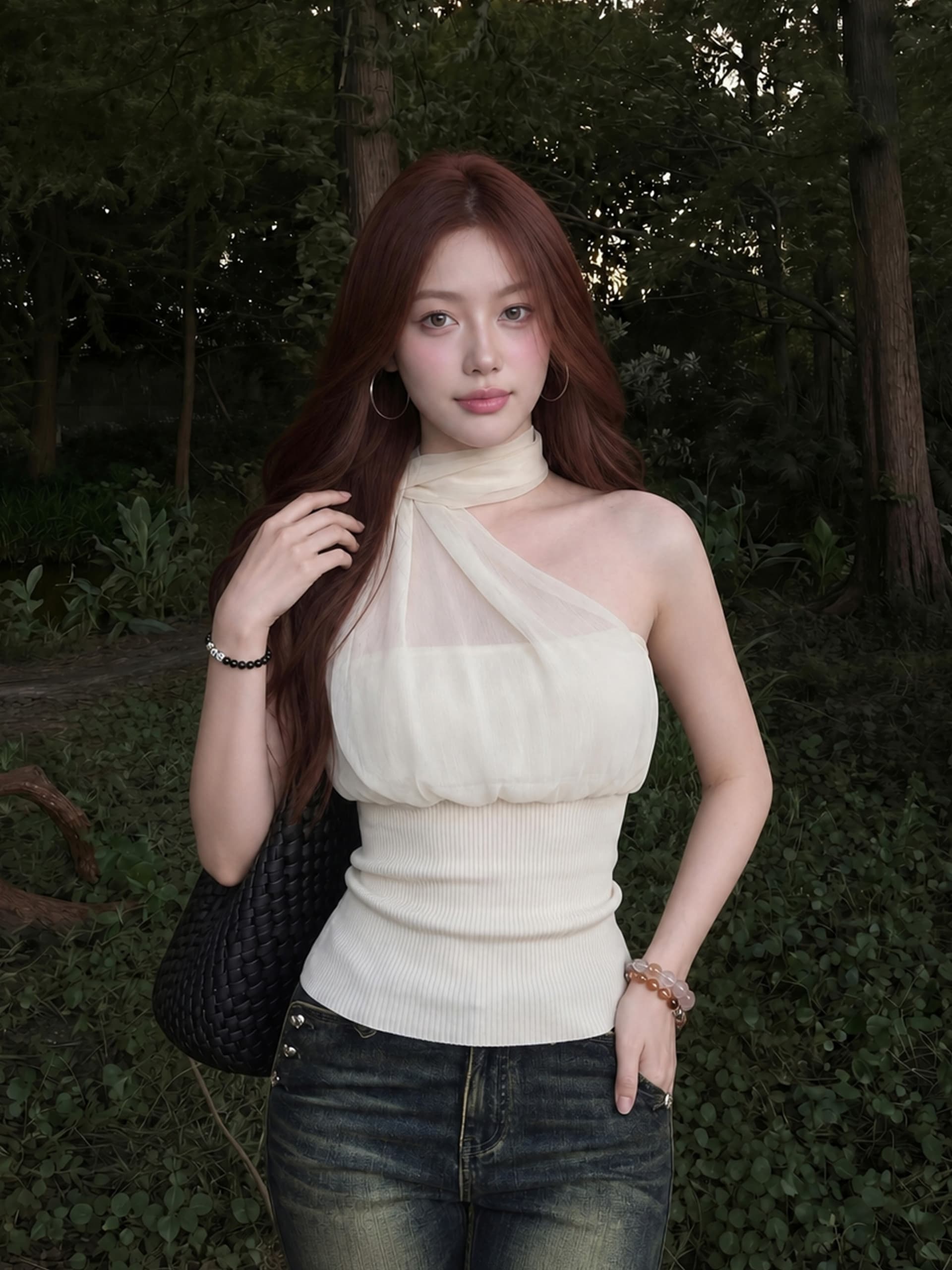 한 부서 부드러운 리본 행침 목 슬립 여성 주름 망사 패치워크 구덩이 기사 슬림해 보이는 타이트 순수한 욕망 바람 짧은 맨위 상세 이미지 4