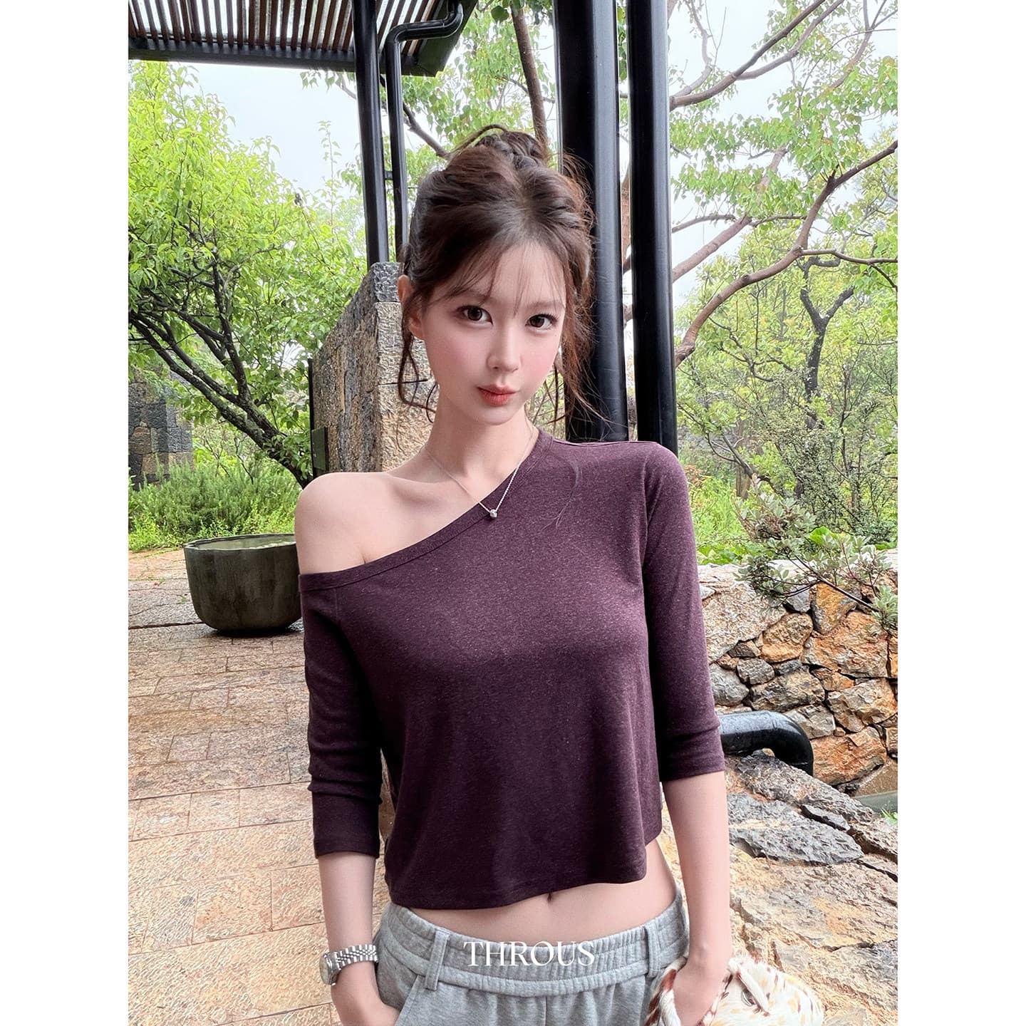2026 새로운 시간 아직 없습니다. 명중 셔츠 라이 경기 서울 비스듬한 어깨 루즈핏 반소매 티셔츠 여성 여름 캐주얼 맨위 상세 이미지 4