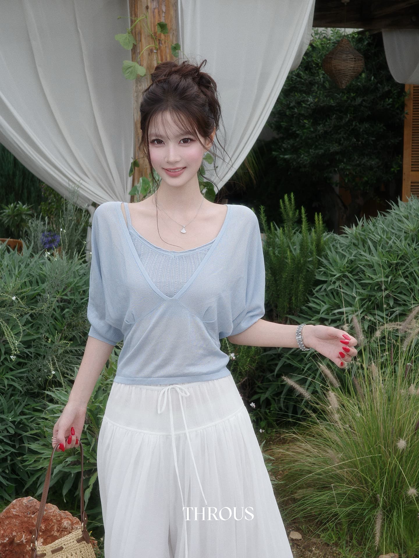 한 부서 V넥 반팔 티셔츠 여성 여름 착용 가져 가라. 주간 실크 마이크로 ~을 통해 tee 몸매 가꾸기 슬림해 보이는 고급 센스 품격 맨위 트렌디 이미지 3