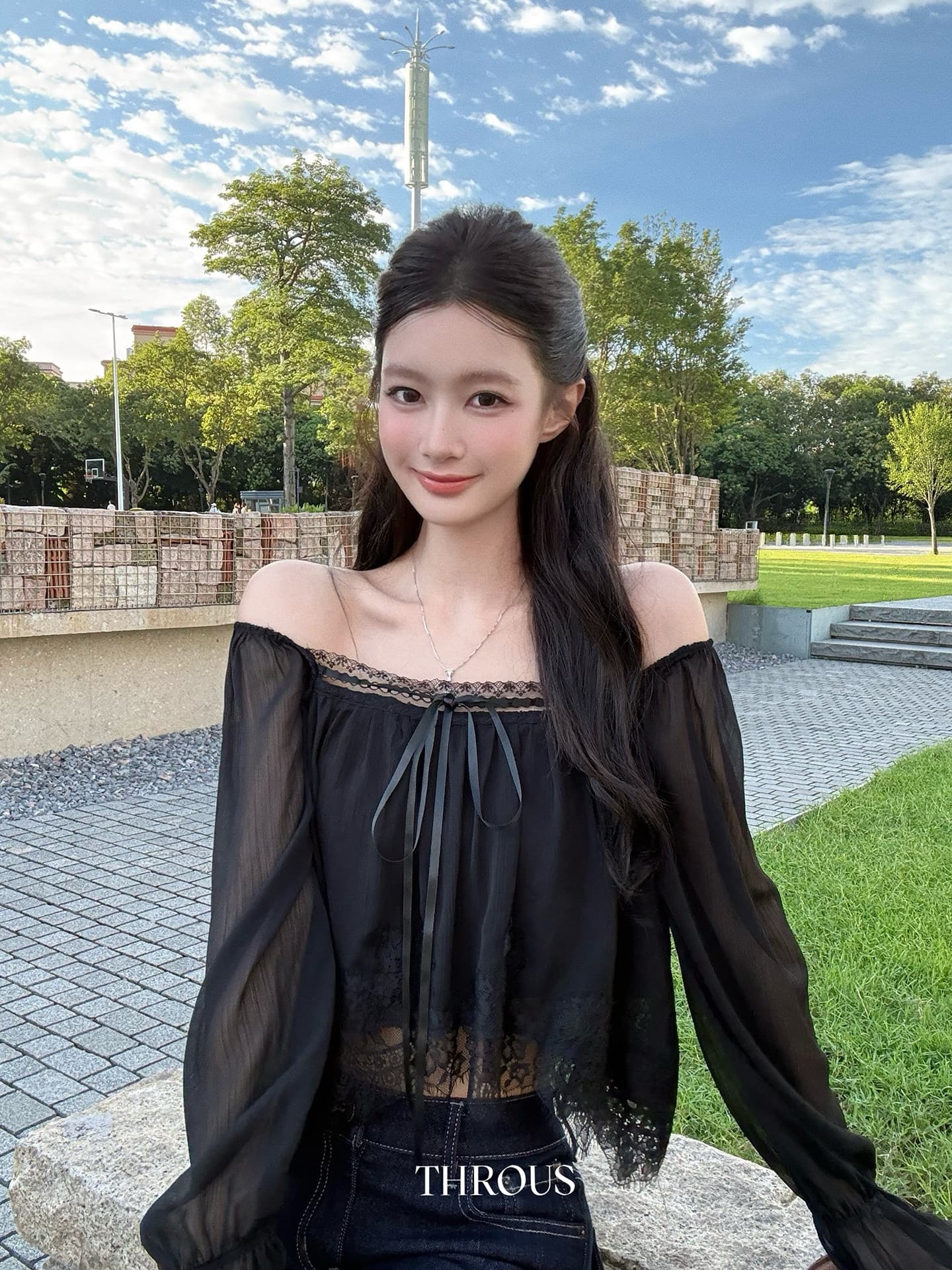 new 08.04 11 00 감사합니다. 아니요 고기 레이스 측면 나팔 긴팔 시폰 셔츠 여성 가을 쇼트 스타일 맨위 상세 이미지 17