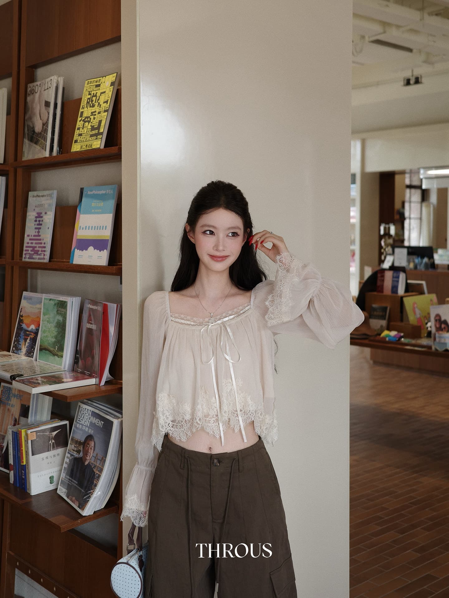 new 08.04 11 00 감사합니다. 아니요 고기 레이스 측면 나팔 긴팔 시폰 셔츠 여성 가을 쇼트 스타일 맨위 상세 이미지 20