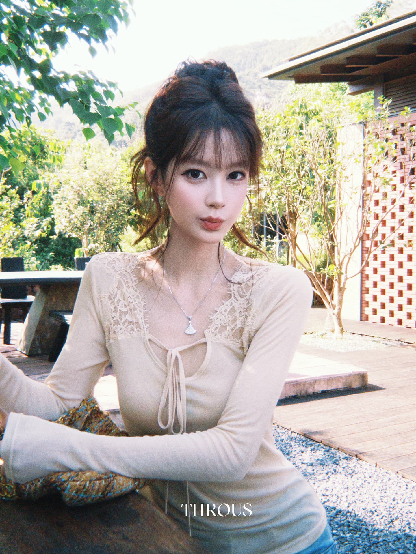 new 감사합니다. 아니요 고기 레이스 조각 부드러운 긴팔 티셔츠 여성 가을 절묘한 맨위 이미지 2
