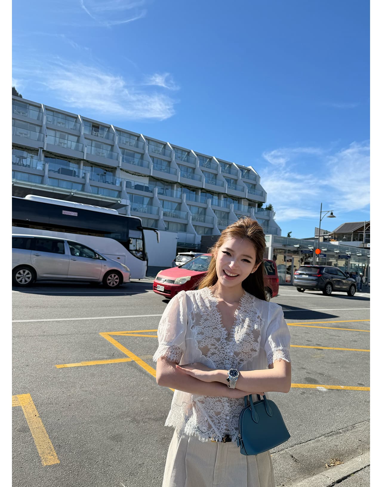 eewen la mode 무거운 작업 센스 레이스 라미 패치워크 반팔 슬림해 보이는 상세 이미지 21