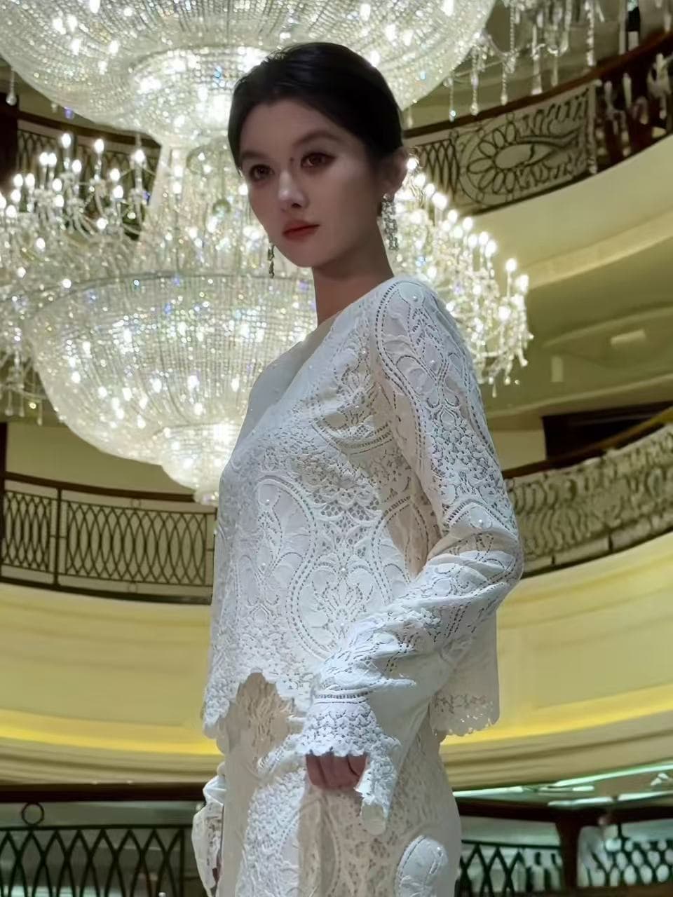 새로운 패션 품격 레이스 맨위 고급 센스 투피스 세트 롱 스커트 외국 가스 다용도 여성 의류 세트 상세 이미지 2
