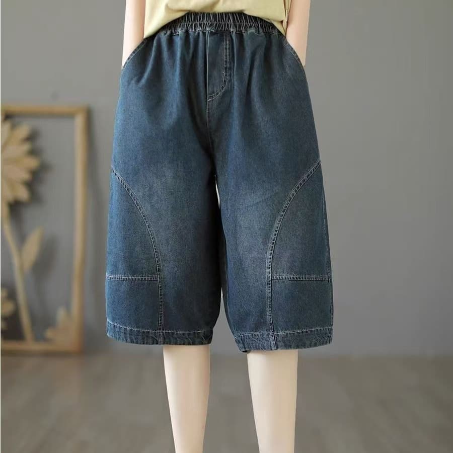여름 새로운 빅 사이즈 데님 오부 바지 루즈핏 핫 바지 여성 이미지 5
