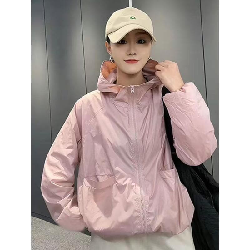 자외선 차단 의류 루즈핏 캐주얼 여성 코트 2026 여름 새로운 연령 감소 작은 키 후드 워크웨어 재킷 맨위 상세 이미지 1