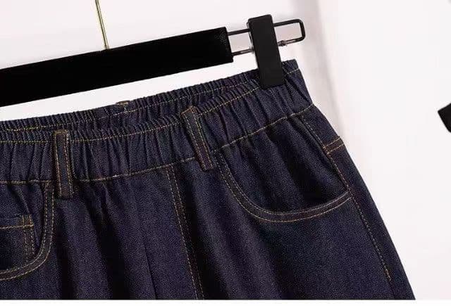 200 kg 빅 사이즈 면 항구 바람 레트로 데님 반바지 여성 2026 여름 새로운 루즈핏 다용도 한 마디 넓은 다리 상세 이미지 12