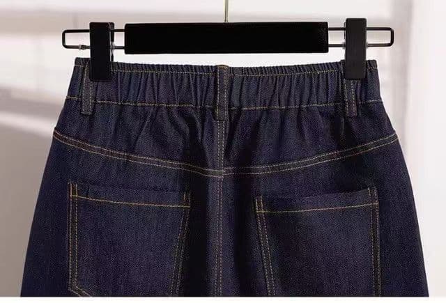200 kg 빅 사이즈 면 항구 바람 레트로 데님 반바지 여성 2026 여름 새로운 루즈핏 다용도 한 마디 넓은 다리 상세 이미지 15