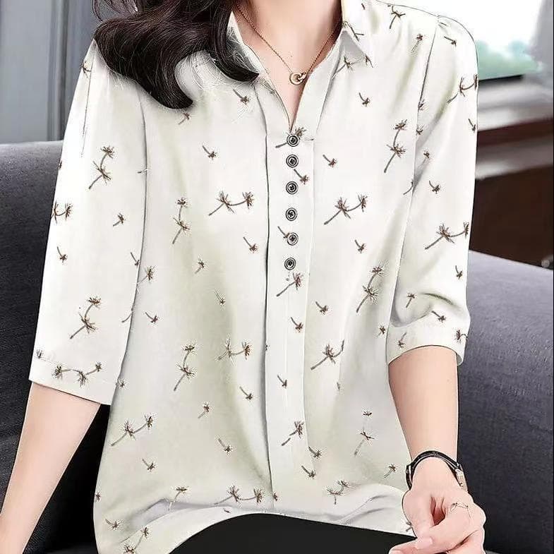 통통한 여동생 2026 새로운 프린트 V넥 반팔 쉬폰 셔츠 슬림해 보이는 표지 배 Chic 맨위 200 kg 상세 이미지 7