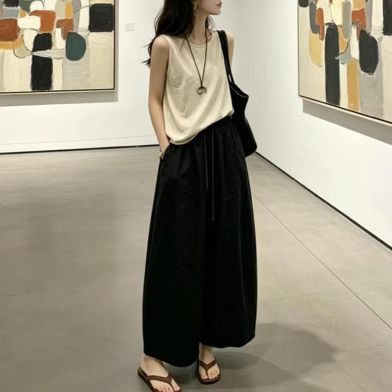 여름 착용 가져 가라. 3 차원 자르기 슬림해 보이는 연령 감소 와이드 레그 팬츠 느긋한 다용도 오래된 돈 바람 풍선 작은 키 9부 바지 여성 상세 이미지 1