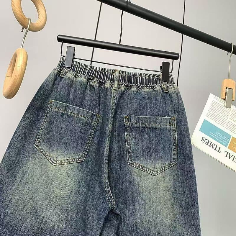230kg 웨어러블 여름 새로운 루즈핏 조수 브랜드 데님 반바지 여성 다용도 빅 포켓 워크웨어 5 점 바지 상세 이미지 8