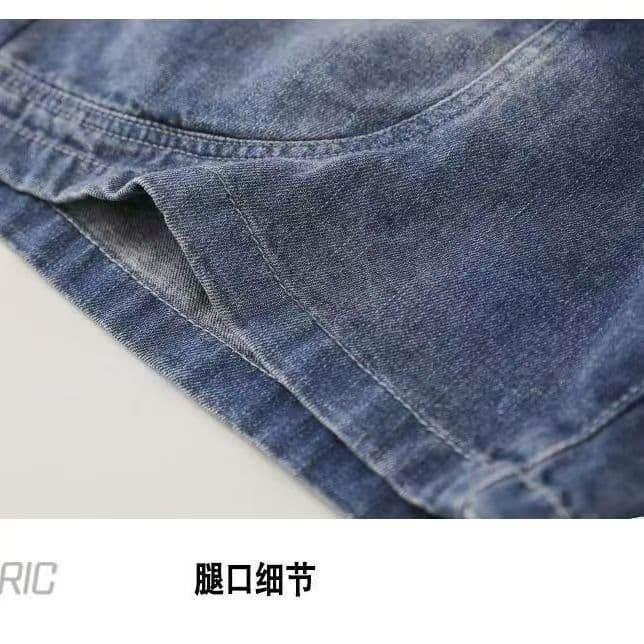 200 kg 빅 사이즈 레트로 5 점 데님 반바지 여성 2026 여름 얇은 스타일 새로운 낙서 자수 와이드 레그 팬츠 상세 이미지 9