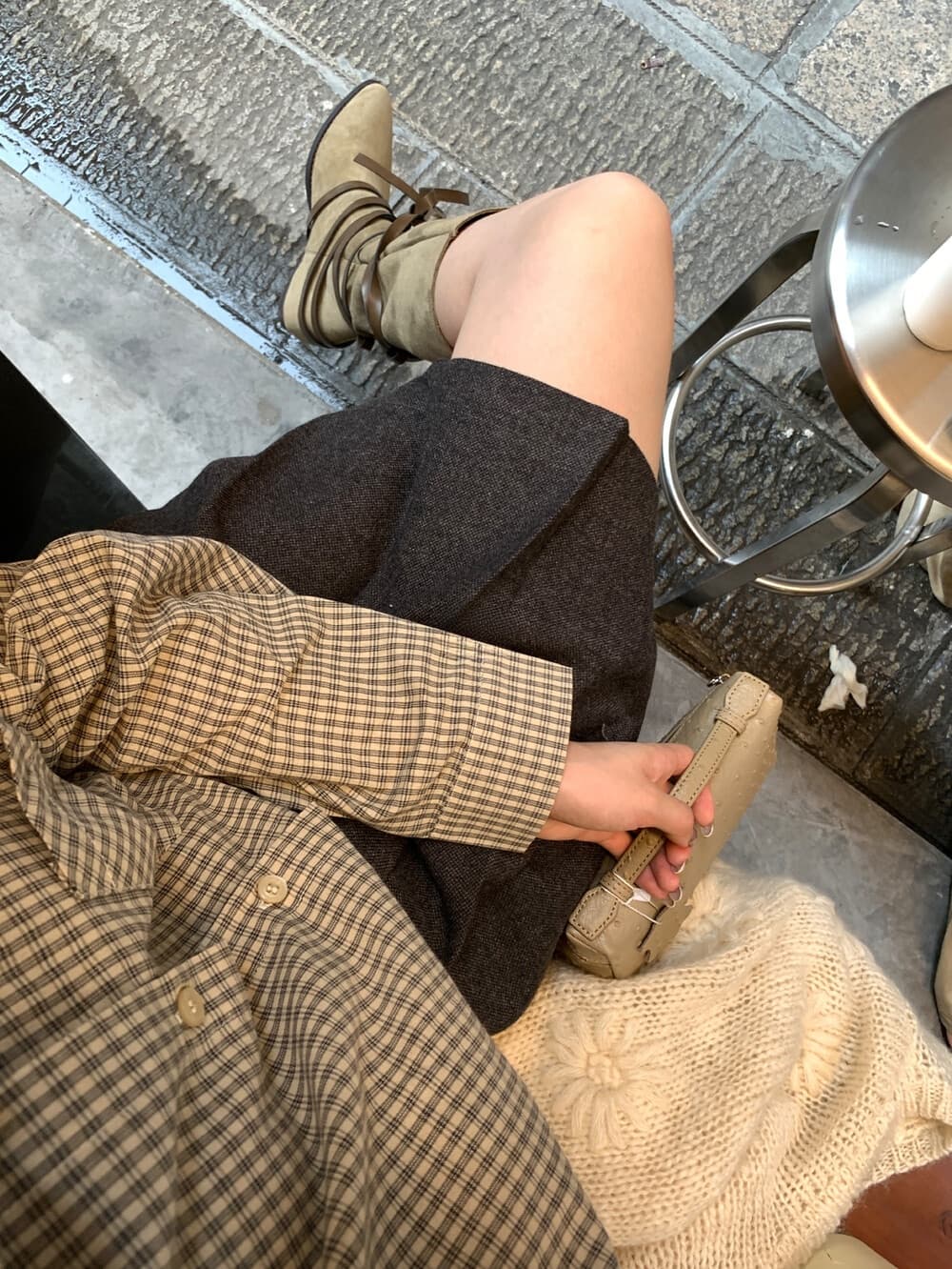 26 봄 새로운 미니멀리즘 일상 레트로 调性 프로필 모양 격자 무늬 셔츠 상세 이미지 8