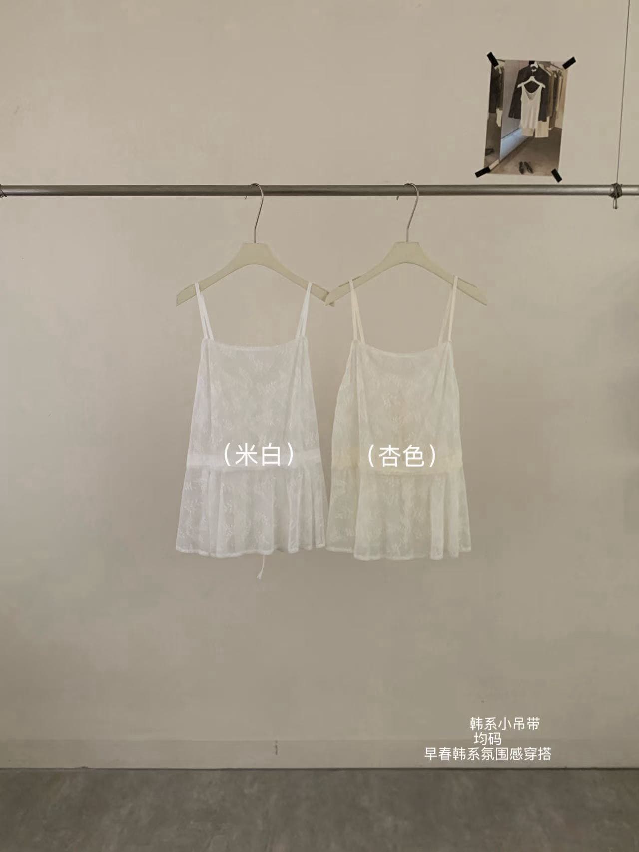 실사 2026 봄 새로운 보트넥 레이스 허리 수축 밑단 프릴 슬립 드레스 상세 이미지 1