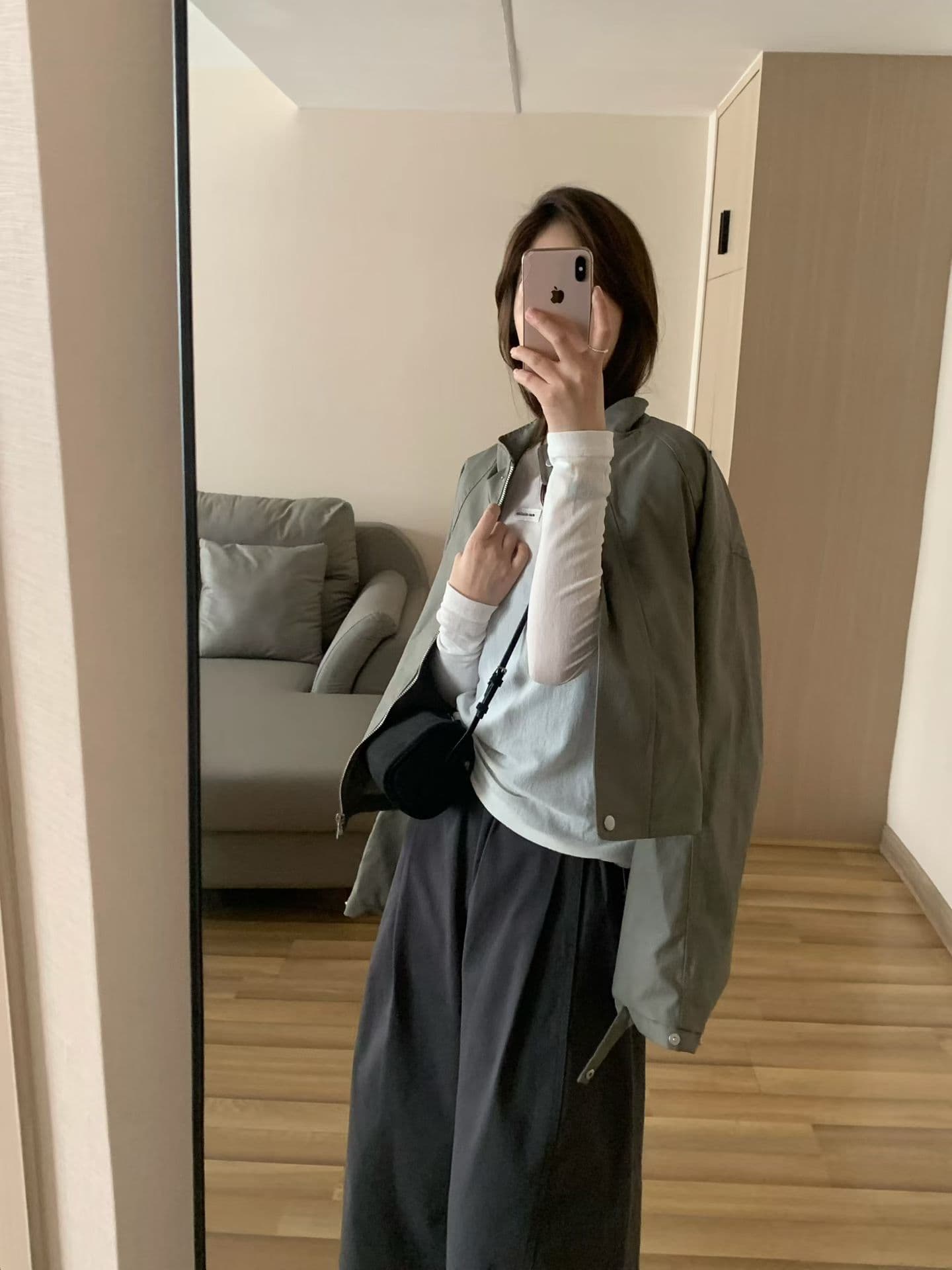실사 26 년 이른 봄 한 부서 디자인 센스 PU 가죽 지퍼 재킷 이미지 4