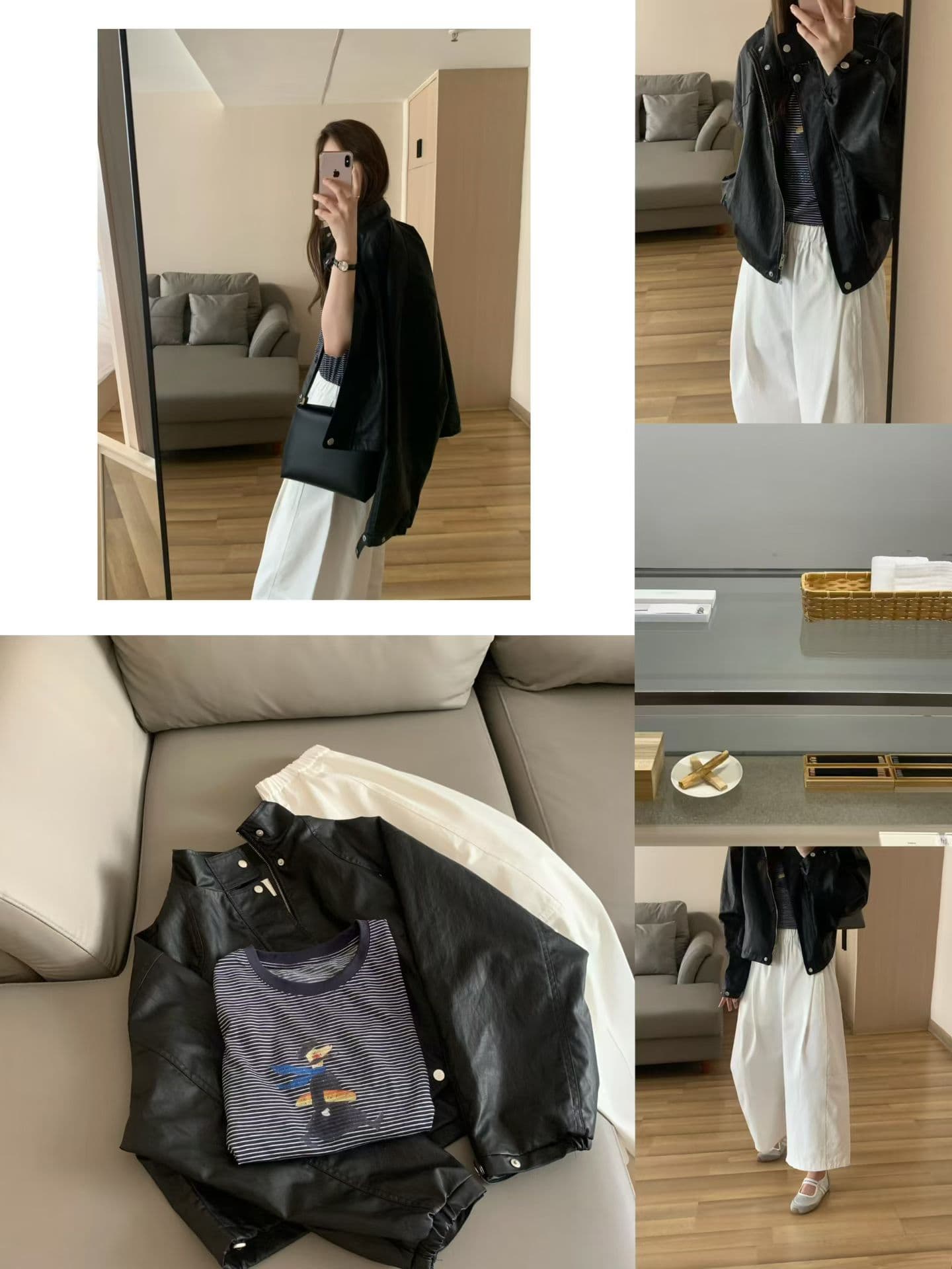 실사 26 년 이른 봄 한 부서 디자인 센스 PU 가죽 지퍼 재킷 상세 이미지 3