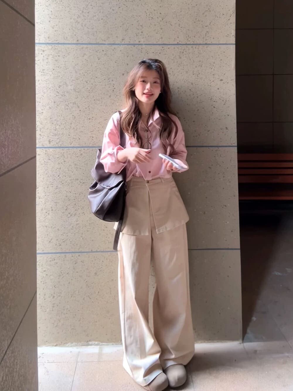 26 년 봄 한 부서 패션 착용 가져 가라. 셔츠 캐주얼 바지 랩스커트팬츠 치마 세트 3종 세트 이미지 2