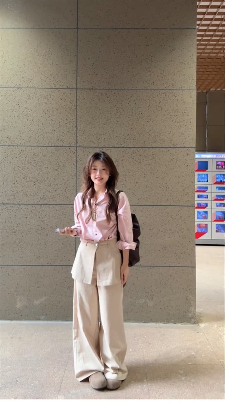 26 년 봄 한 부서 패션 착용 가져 가라. 셔츠 캐주얼 바지 랩스커트팬츠 치마 세트 3종 세트 상세 이미지 5