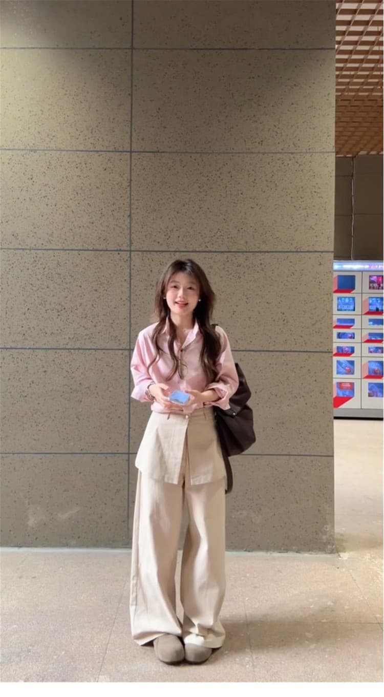 26 년 봄 한 부서 패션 착용 가져 가라. 셔츠 캐주얼 바지 랩스커트팬츠 치마 세트 3종 세트 상세 이미지 6