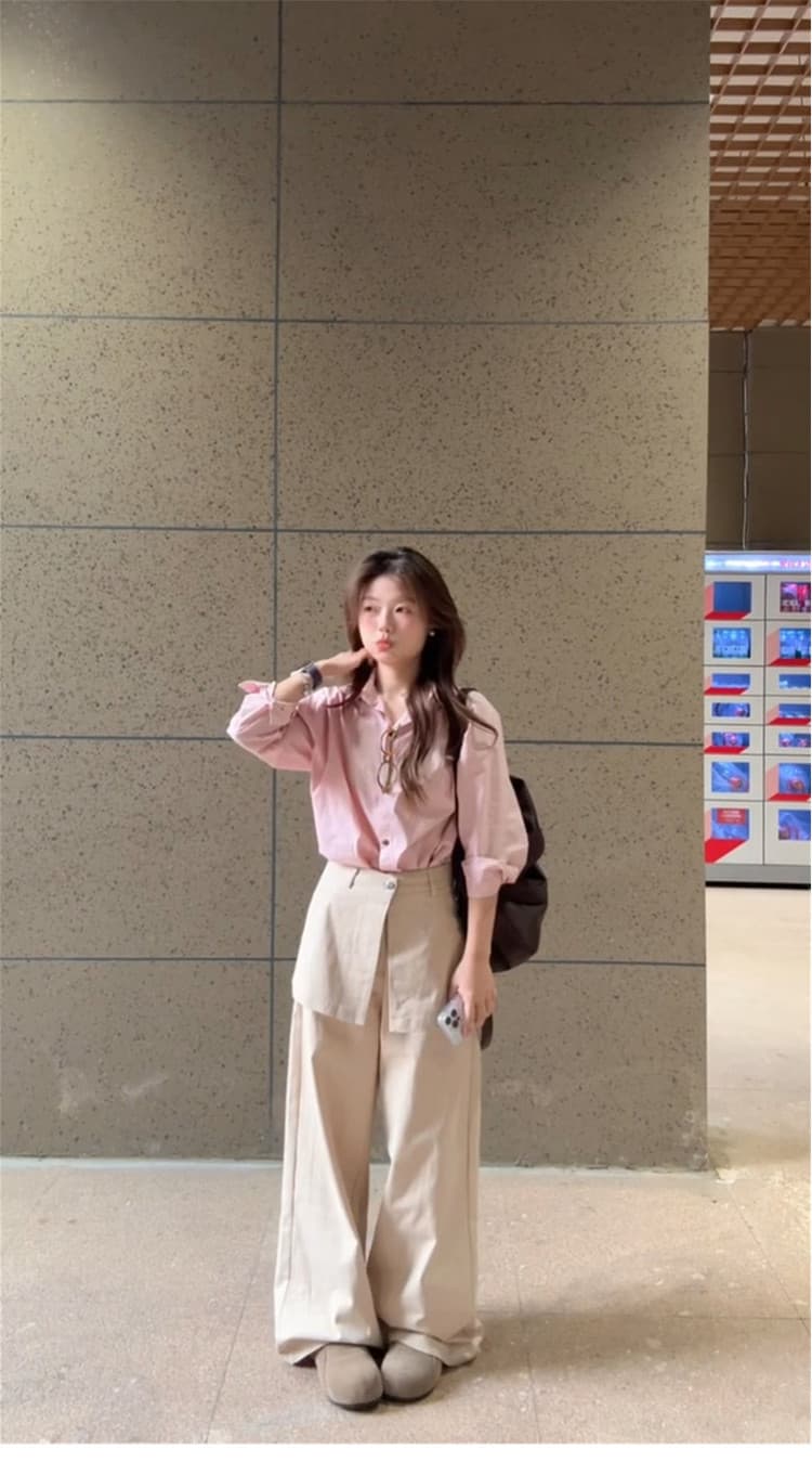26 년 봄 한 부서 패션 착용 가져 가라. 셔츠 캐주얼 바지 랩스커트팬츠 치마 세트 3종 세트 상세 이미지 8
