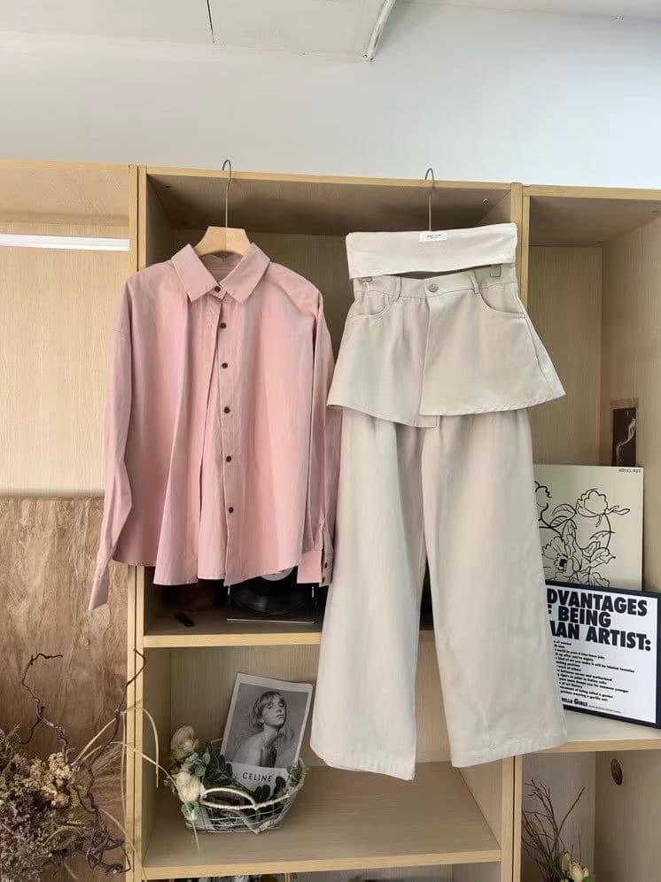 26 년 봄 한 부서 패션 착용 가져 가라. 셔츠 캐주얼 바지 랩스커트팬츠 치마 세트 3종 세트 상세 이미지 10