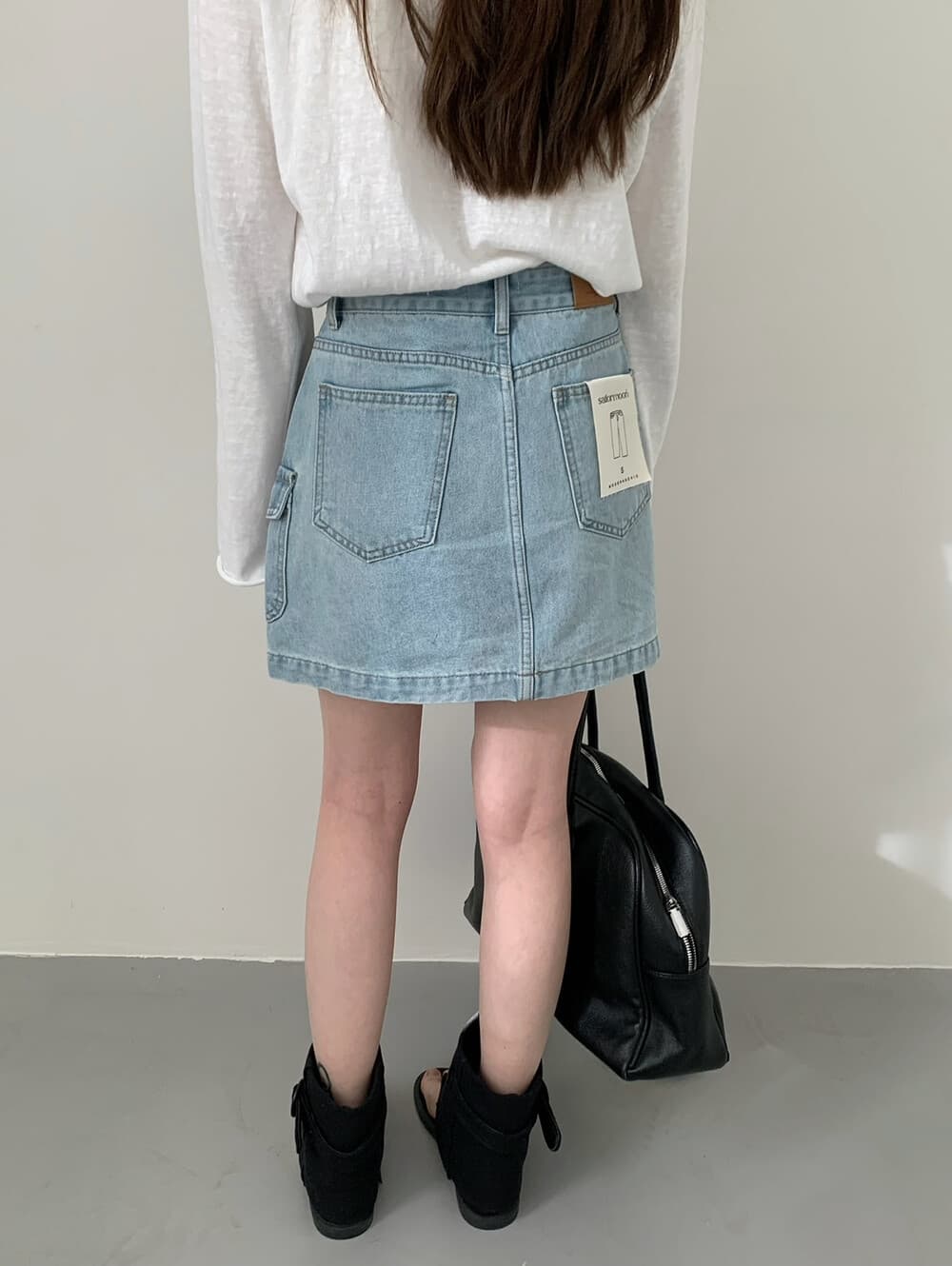 한 부서 한 마디 주머니 치마바지 노출 방지 데님 스커트 상세 이미지 4