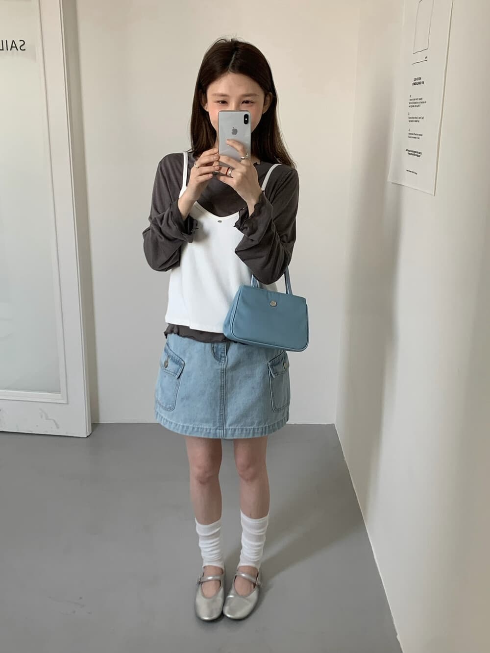 한 부서 한 마디 주머니 치마바지 노출 방지 데님 스커트 상세 이미지 7