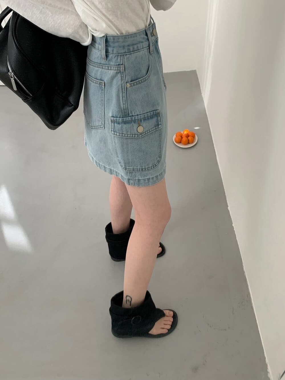 한 부서 한 마디 주머니 치마바지 노출 방지 데님 스커트 상세 이미지 10