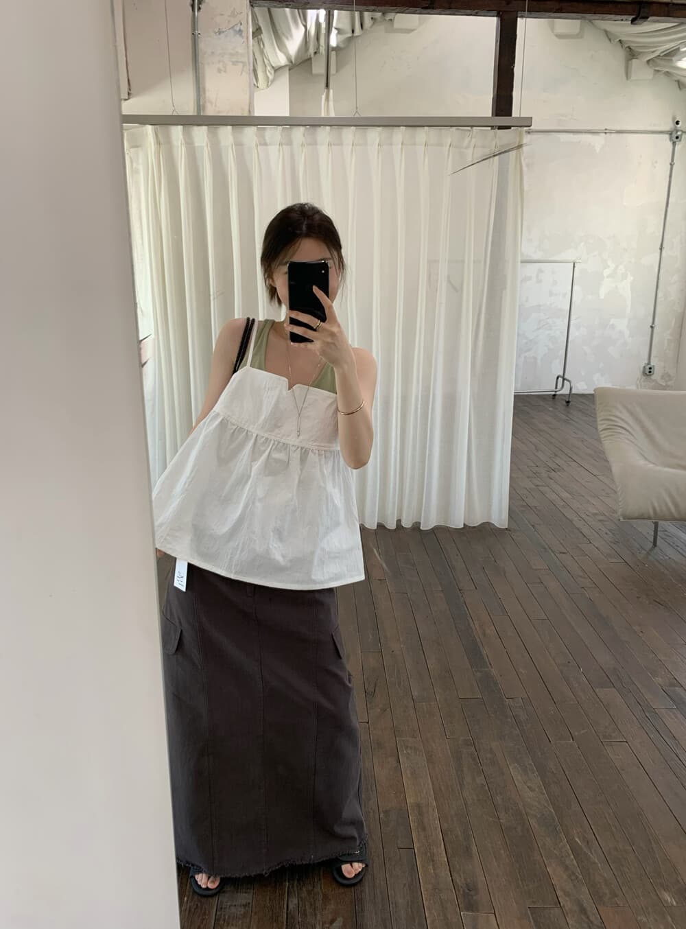 26 년 봄 한국 스타일 디자인 센스 백리스 끈 스택 착용 얇은 스타일 Chic 조끼 제외 된 인사이드 가져 가라. 상세 이미지 12