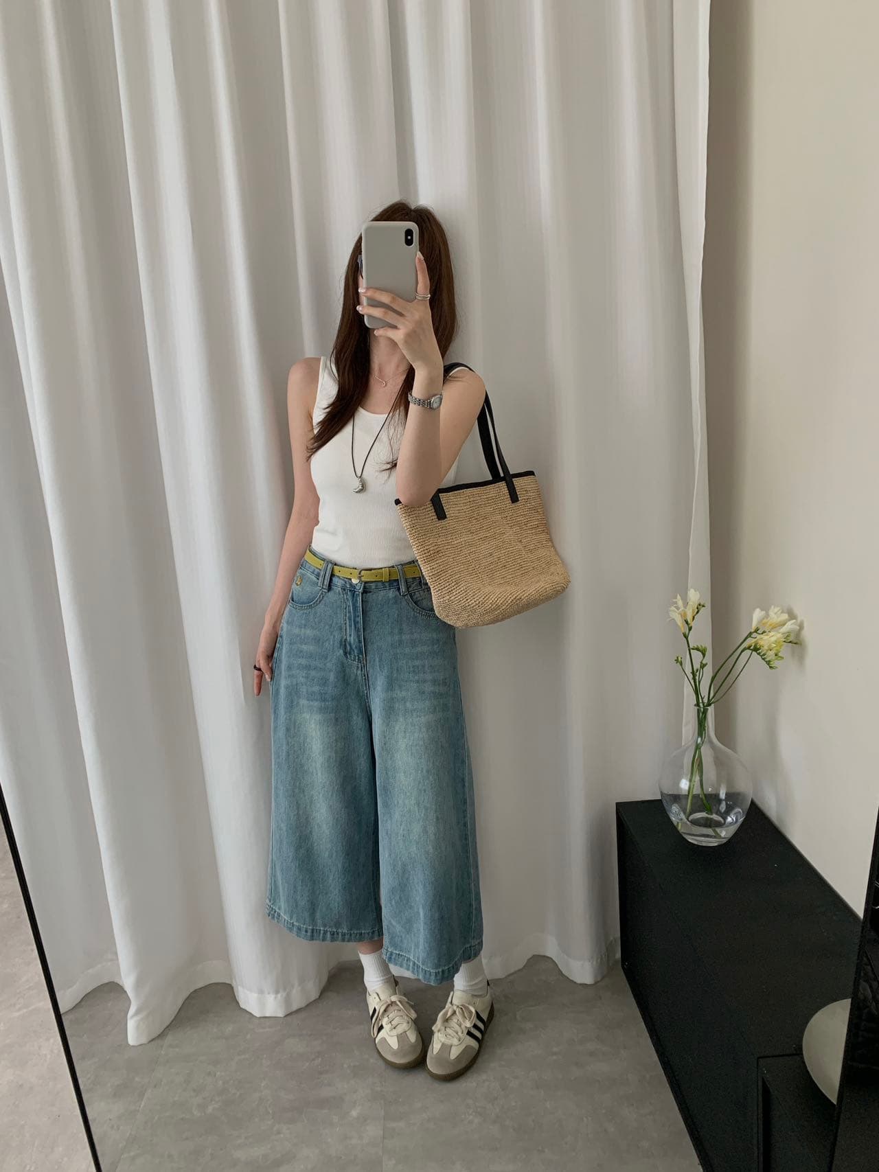 실사 26 년 봄 미니멀리즘 대기 패션 9 포인트 넓은 다리 작은 키 독점적 인 청바지 벨트 포함 상세 이미지 14